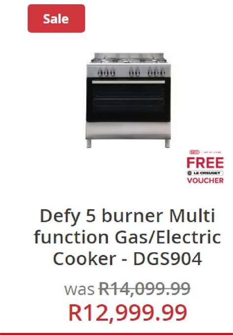 defy 5 burner multifunction gas electric cooker